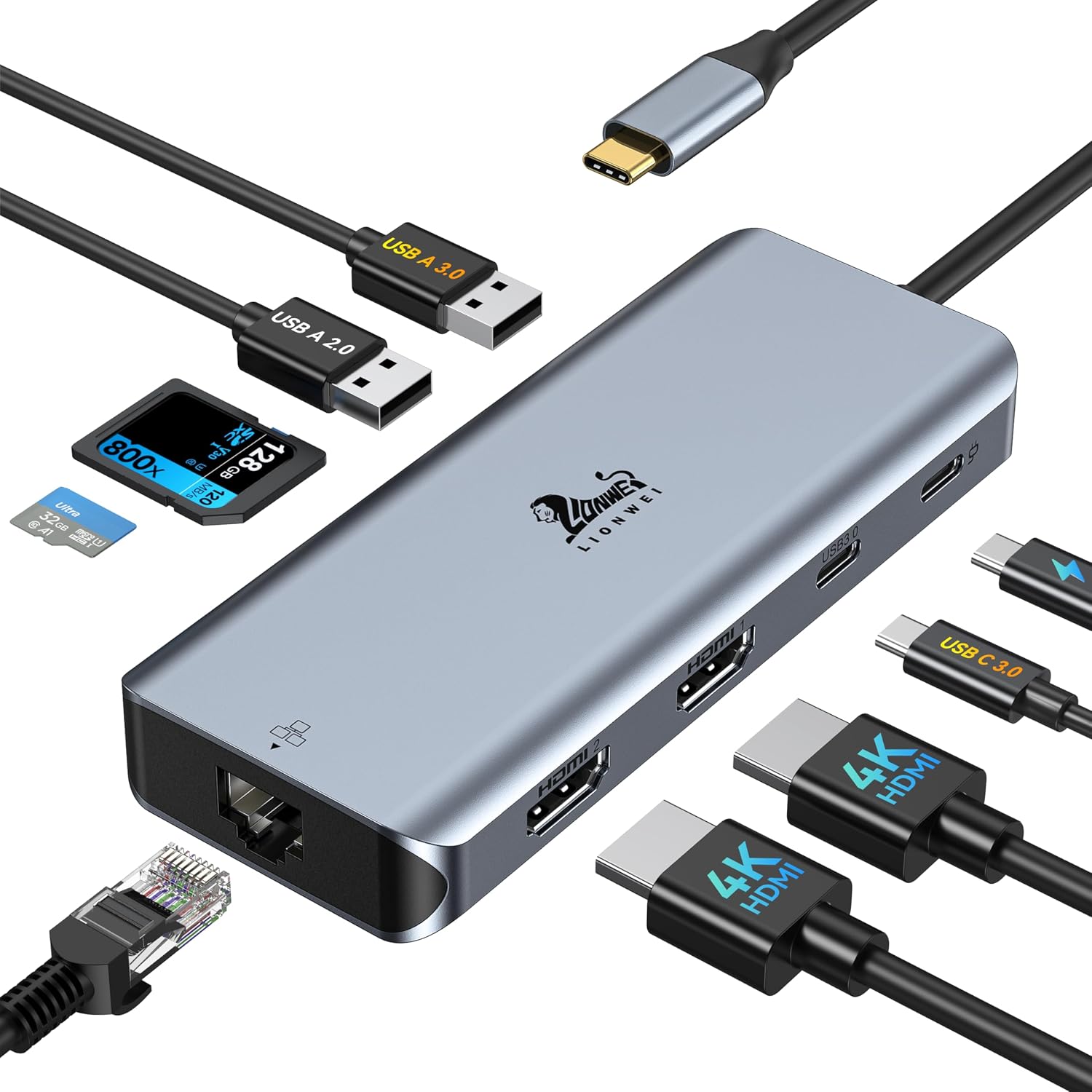 LIONWEI 9-in-1 USB-C Laptop Docking Station